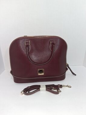 Dooney & Bourke Burgundy Satchel with Gold Hardware